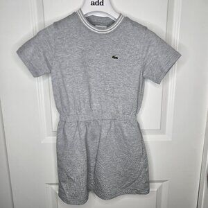 Girls' Heritage Print Cotton Fleece T-Shirt Dress, Grey, 6